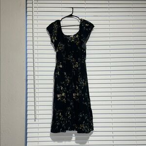 Dark Green Floral Midi Dress